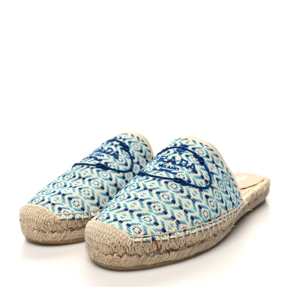 Prada Nastro Jacquard Logo Slip On Espadrille Mule - Picture 2 of 9